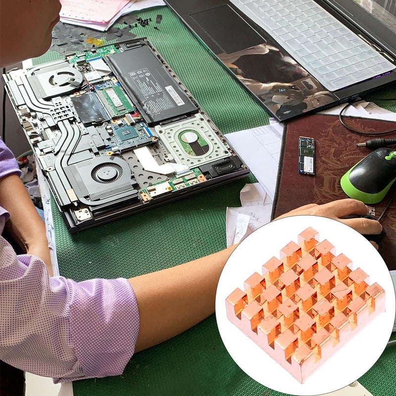 8PCS Copper Heatsink Kit with Thermal Conductive Pads for CPU RAM LED Cooling - Image 5