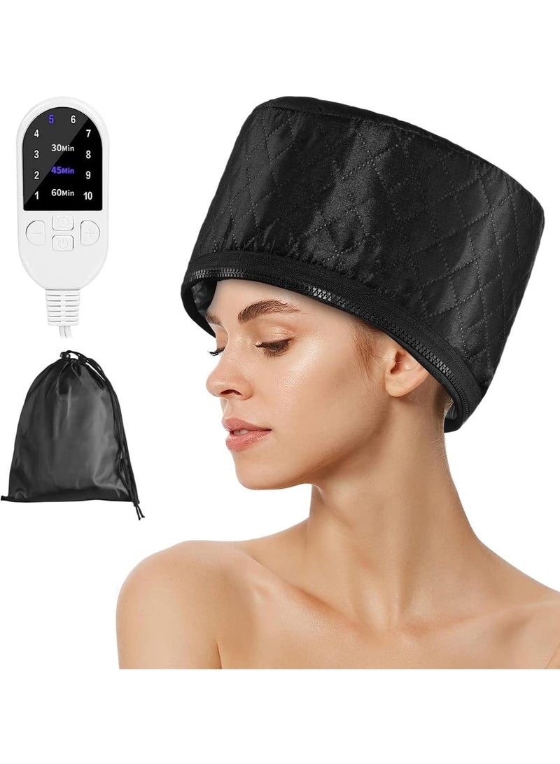 Hair Steamer for Natural Hair Home Use Thermal Heat Cap for Deep Conditioning w/10-level Heats Up Quickly 3 Timer Settings Steamer Cap for Black Hair Deep Conditioner Hot Hair Oil Treatment - Image 1