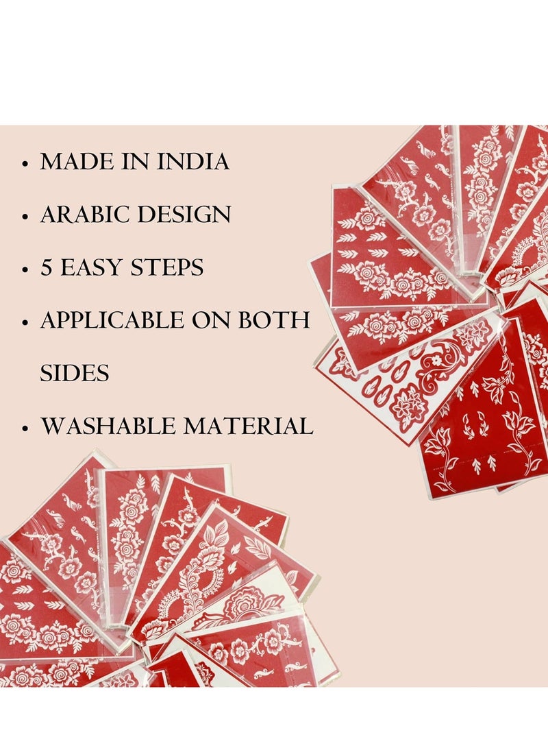 Amina Instant Henna Paste Mehendi Tube Cone | With Free Set of 3 Full Hand Stickers/Stencils | Without Chemicals | Long Lasting | Pack of 12 Pieces x 35 Gms Each | Ruby Red Color - Image 3