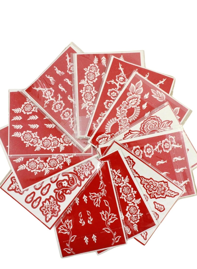 Amina Instant Henna Paste Mehendi Tube Cone | With Free Set of 3 Full Hand Stickers/Stencils | Without Chemicals | Long Lasting | Pack of 12 Pieces x 35 Gms Each | Ruby Red Color - Image 4