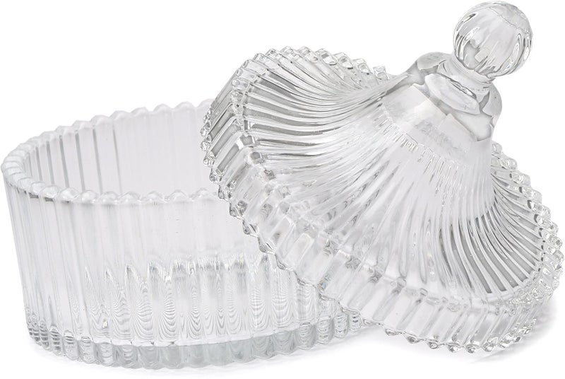 Somil Stylish Glass Candy Bowl with Lid for Sugger, Sweet, Candy, Mouth Freshner, Clear, Glass, 300 Ml, 10 X 10 X 12 Cm - Image 2