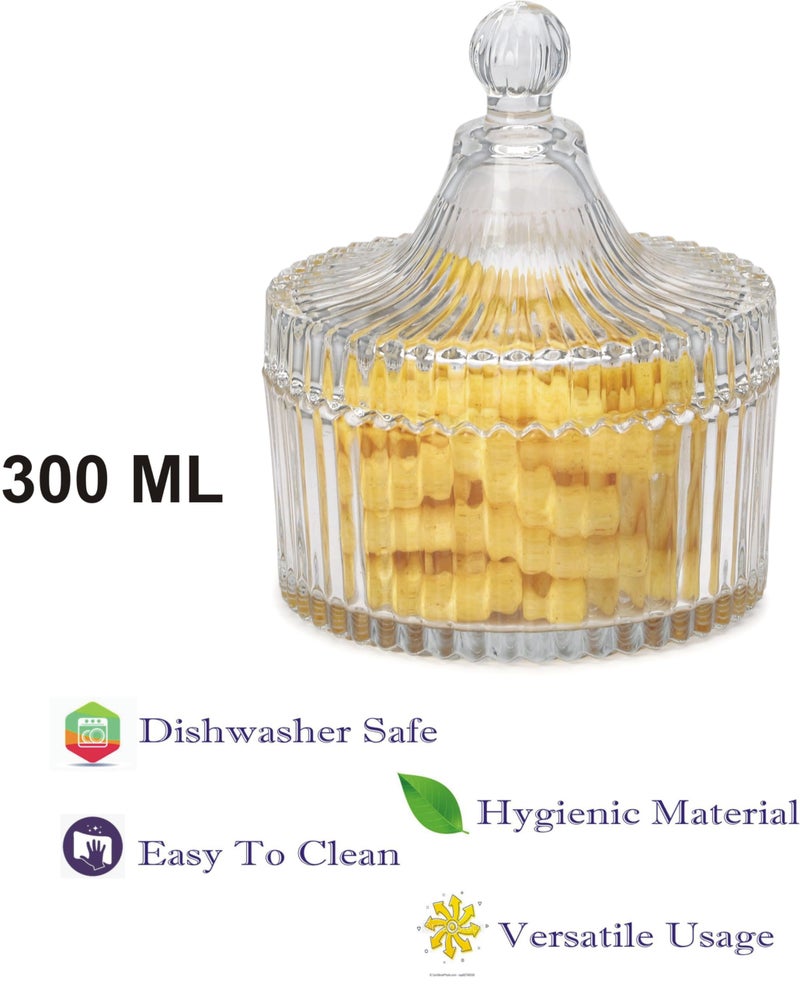 Somil Stylish Glass Candy Bowl with Lid for Sugger, Sweet, Candy, Mouth Freshner, Clear, Glass, 300 Ml, 10 X 10 X 12 Cm - Image 4
