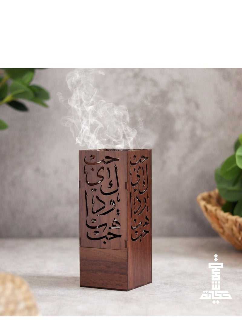 حكاية شمعة مبخره بخور مصنوعه من الخشب الفاخر بزخرفة الحرف العربي المميزه  - Image 1
