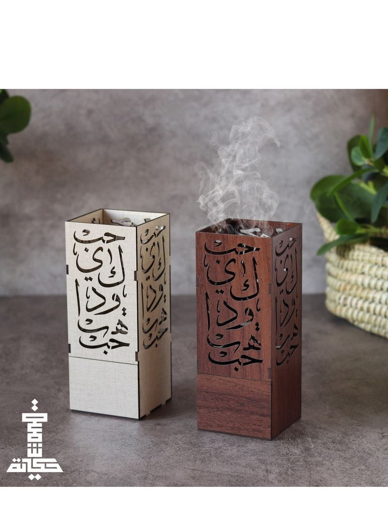 حكاية شمعة مبخره بخور مصنوعه من الخشب الفاخر بزخرفة الحرف العربي المميزه  - Image 2