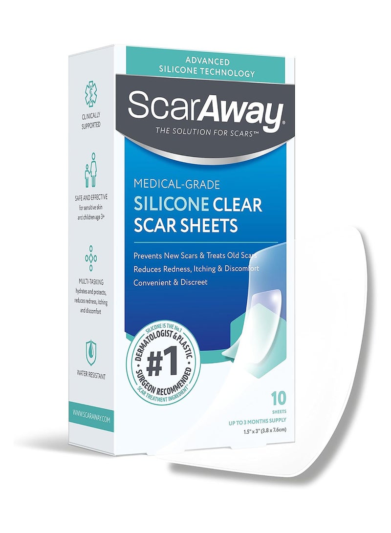 scaraway Clear Silicone Scar Sheets White 10 Count - Image 1