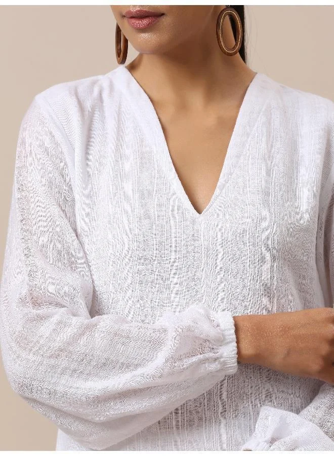 trueBrowns Gauze White Short Co-Ord Set