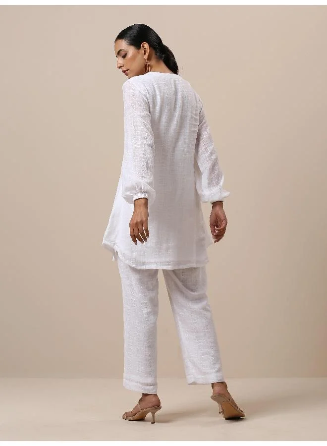 trueBrowns Gauze White Short Co-Ord Set