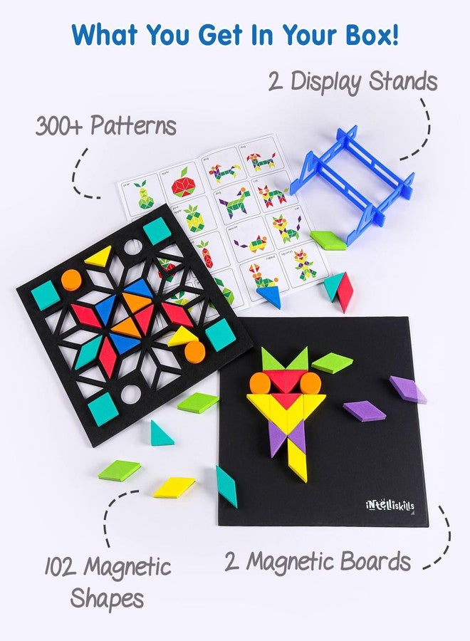 FIRSTCRY INTELLISKILLS Intelliskills Magnetic Create With Shapes STEM Puzzle 300+ Patterns, Montessori Educational Construction Toy for Preschoolers for 3+ Years,Magnetic Puzzle for Kids,Problem Solving Skills,Birthday Gift - Image 3