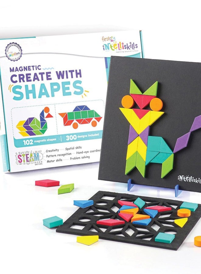 FIRSTCRY INTELLISKILLS Intelliskills Magnetic Create With Shapes STEM Puzzle 300+ Patterns, Montessori Educational Construction Toy for Preschoolers for 3+ Years,Magnetic Puzzle for Kids,Problem Solving Skills,Birthday Gift - Image 1