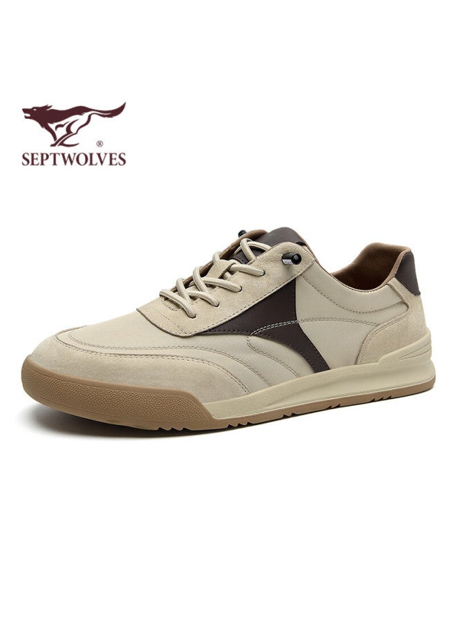 Septwolves Men's Versatile Sneakers, Casual Shoes, Men's Leather Shoes W1343430084, Sand Color, Size 39 - Image 2