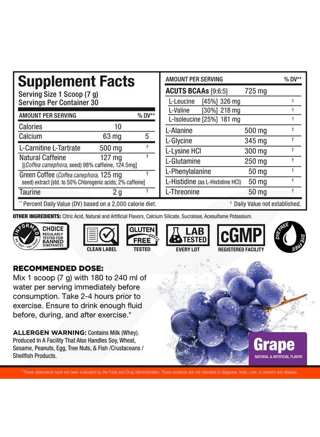 AllMax Nutrition مشروب الطاقة المُعزز بالأحماض الأمينية من ALLMAX Nutrition AMINOCUTS (ACUTS) مع التورين، L-كارنيتين، مستخلص حبوب القهوة الخضراء، عنب، 30 حصة - Image 2