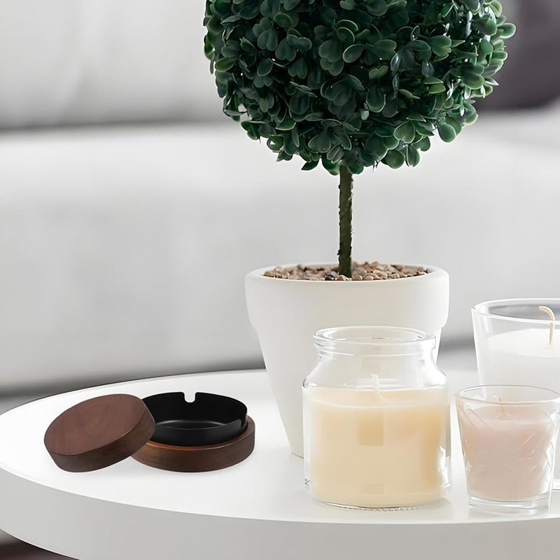 منفضة سجائر من الفولاذ المقاوم للصدأ مع صينية تخزين، حاوية رماد داخلية وخارجية بتصميم دائري - Image 5