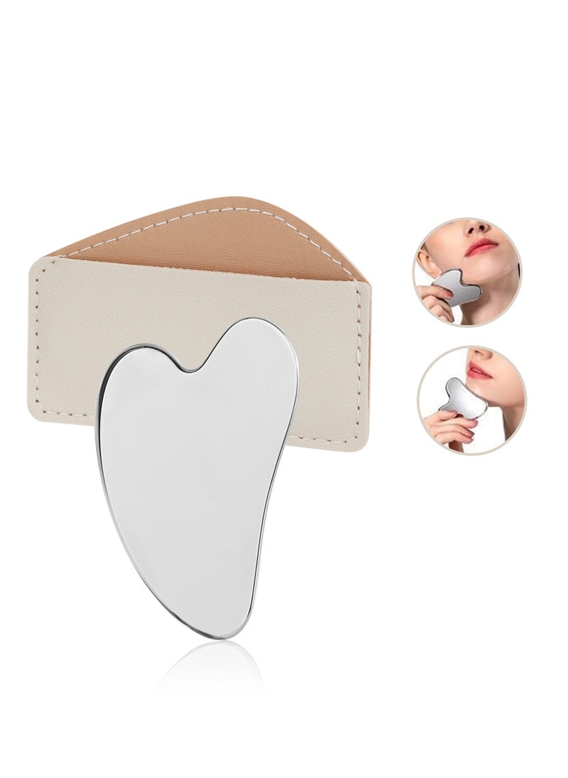 Generic Gua Sha Facial Tool, Stainless Steel Guasha Face Massager to Reduce Puffiness and Relax Skin for Face, Neck, Eyes and Body (35.8*3.6*44mm)  - Image 1