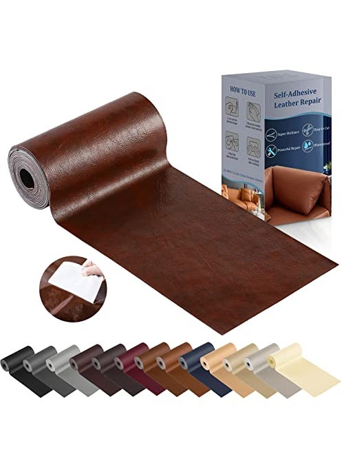 YAFLC YAFLC Leather Repair Patch for Furniture 4 x 63 Self Adhesive Leather Repair Kit Vinyl Repair Tape for Car Seat Sofa Jackets Couches Chair Glossy Chestnut 