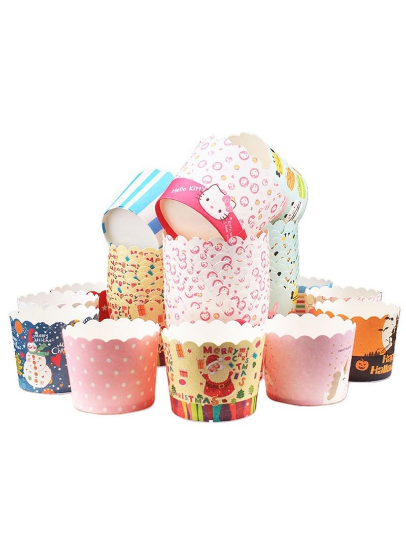 BIG BOX BIG BOX 50 Pcs Muffin Cupcake Cases Paper Baking Cups Wrapper in White Dot for Cake Ice Cream Dessert Wedding Birthday Party  - Image 2