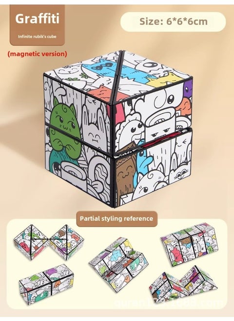 Varied Rubik's Cube Infinite 3D Three-dimensional Geometry Children's Educational Toys Explosion Decompression Artifact Magnetic Deformation-Color:Single - Blue Star Variety Infinite Rubik's Cube [with Magnetism]; Infinite Rubik's Cube