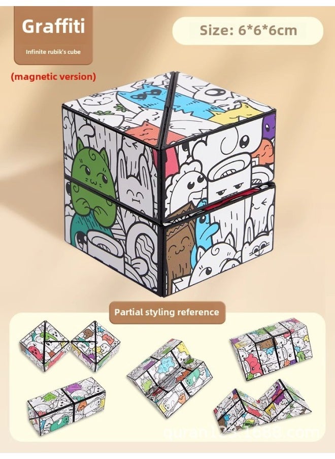 null - Varied Rubik's Cube Infinite 3D Three-dimensional Geometry Children's Educational Toys Explosion Decompression Artifact Magnetic Deformation-Color:Single - Blue Star Variety Infinite Rubik's Cube [with Magnetism]; Infinite Rubik's Cube - Image 1