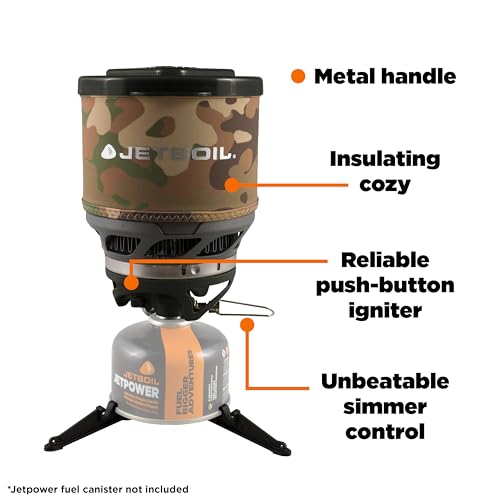Jetboil MiniMo Portable Stove with Adjustable Heat Control for Camping and Backpacking, Propane/Isobutane Burner with Cooking Cup, Camo - Image 5