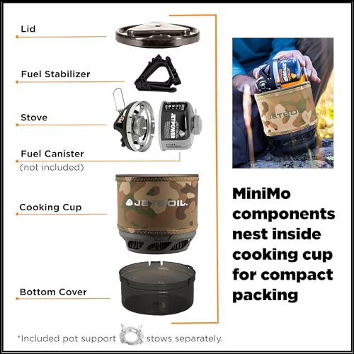 Jetboil MiniMo Portable Stove with Adjustable Heat Control for Camping and Backpacking, Propane/Isobutane Burner with Cooking Cup, Camo - Image 4