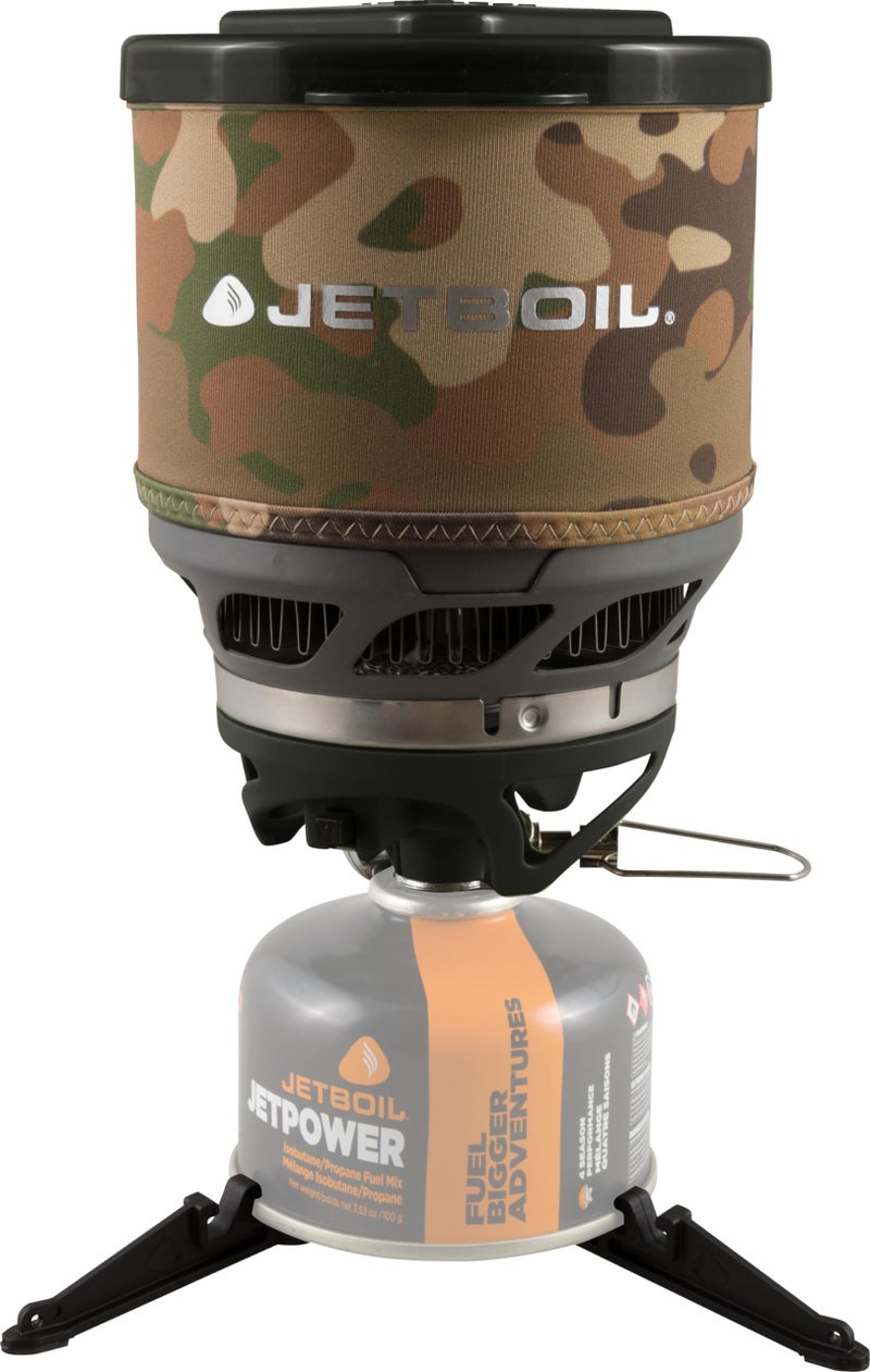 Jetboil MiniMo Portable Stove with Adjustable Heat Control for Camping and Backpacking, Propane/Isobutane Burner with Cooking Cup, Camo - Image 1