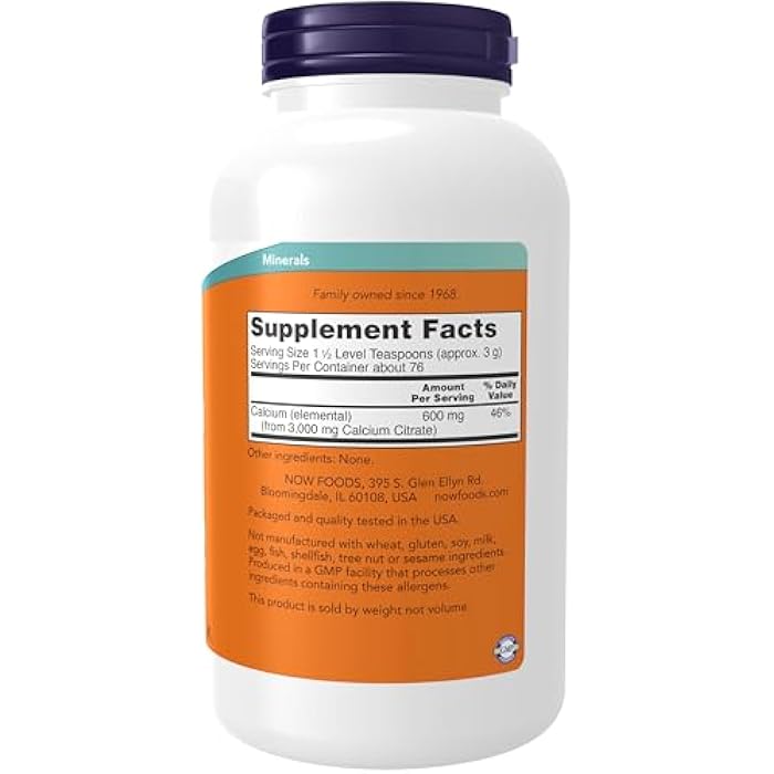 now Supplements, Calcium Citrate Powder, Highly Bioavailable Calcium, Supports Bone Health*, 8-Ounce - Image 2
