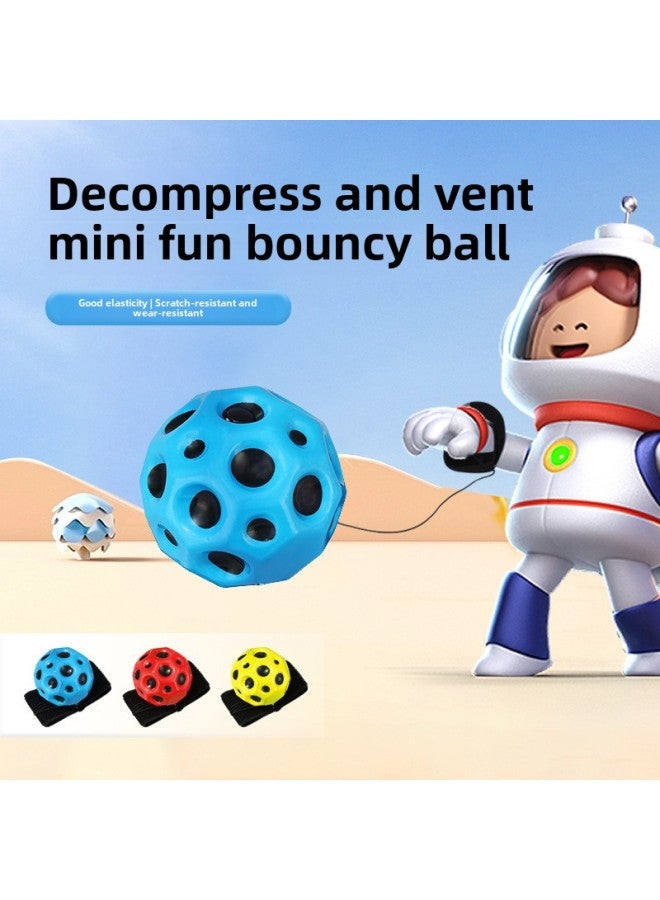 Lunar Elastic Ball Rebound With Rope Children's Toy Outdoor Rebound Ball With Wrist Strap Hand Throw Up The Spin Magic Ball-Specifications:Upgraded Moon Model-yellow  Free Wristband