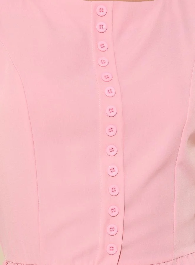 تايك تو Sleeveless Pink Midi Dress