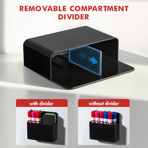 BEYGORM 2 Pack Plastics Magnetic Pen Holder for Refrigerator, Dry Erase Marker Holder for Whiteboard，Magnet School Locker Organizer Accessories, Pencil Cup, Pen Caddy, Classroom Organization(Black) - Image 3