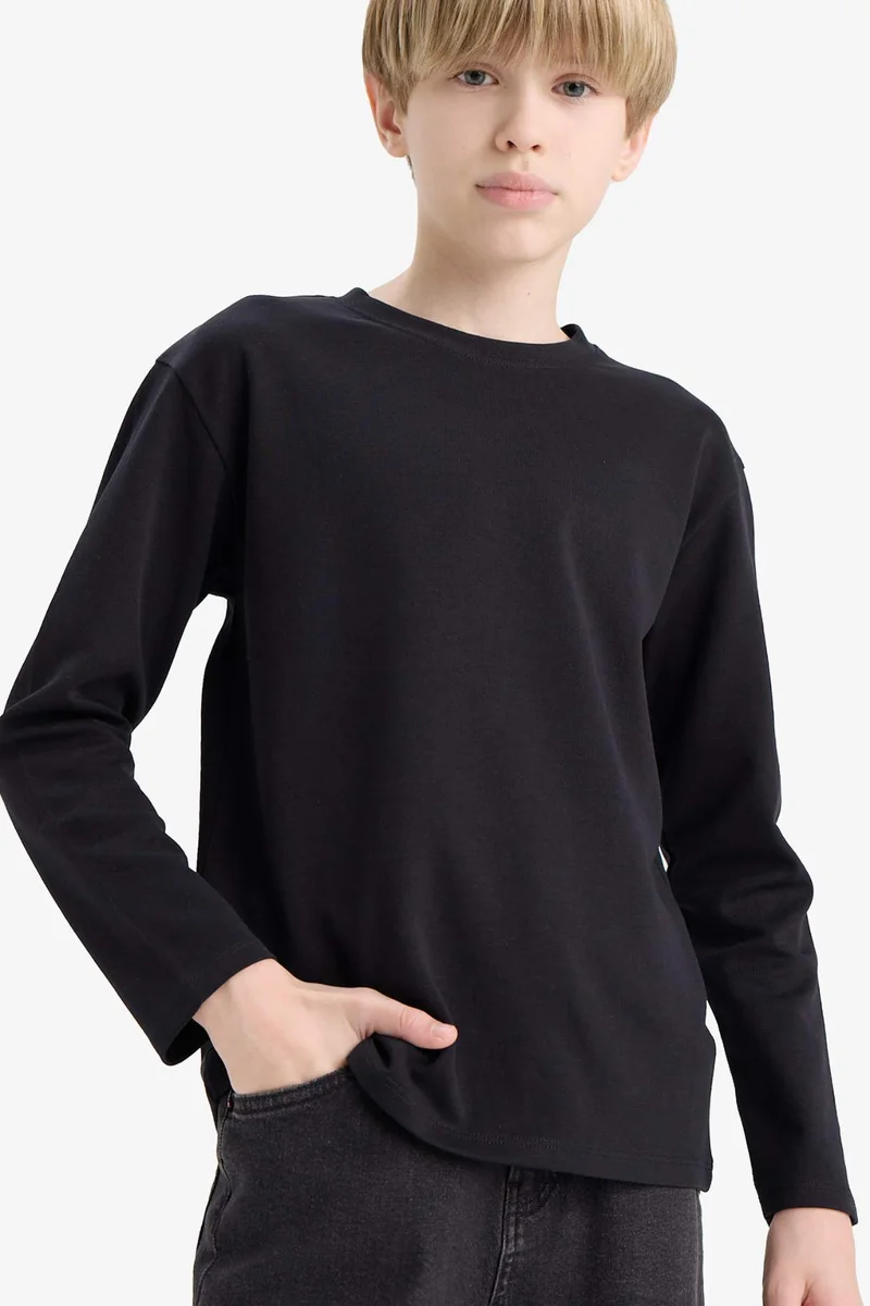 DeFacto Boy Crew Neck Basic Long Sleeve T-Shirt