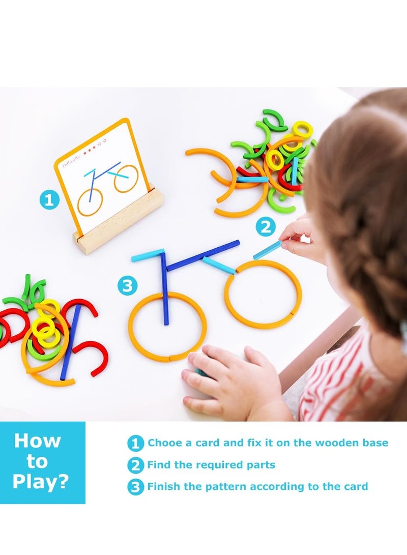 DURKU Wooden Creative Stem Sticks & Rings Toys, Montessori Matching Puzzle Toy Building Educational Resources Toys for Preschool Kindergarten Boys Girls - Image 2