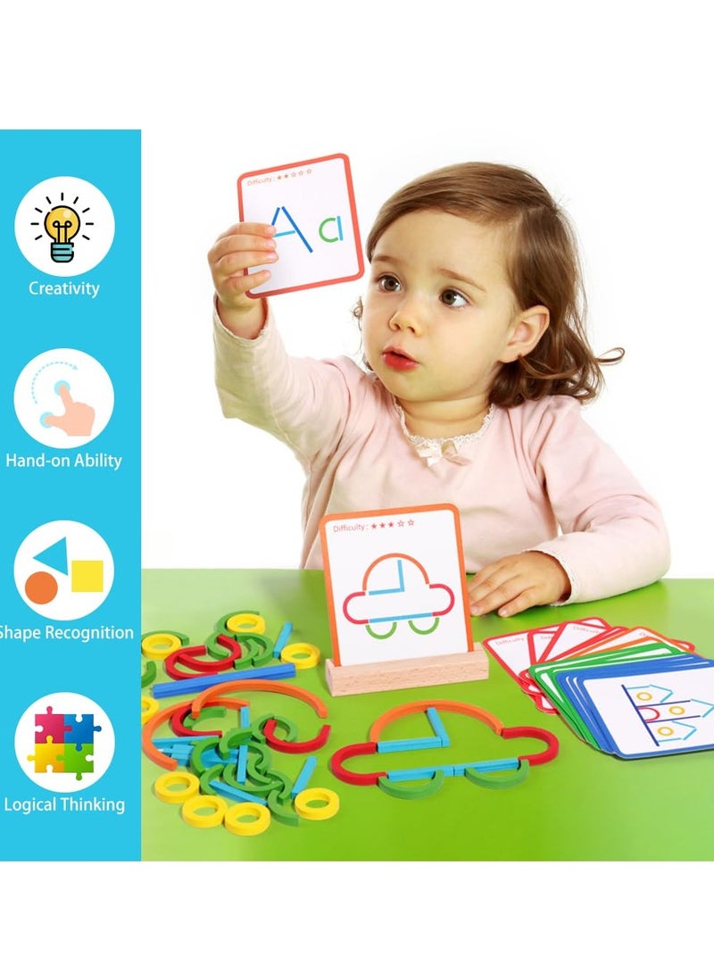 DURKU Wooden Creative Stem Sticks & Rings Toys, Montessori Matching Puzzle Toy Building Educational Resources Toys for Preschool Kindergarten Boys Girls - Image 3