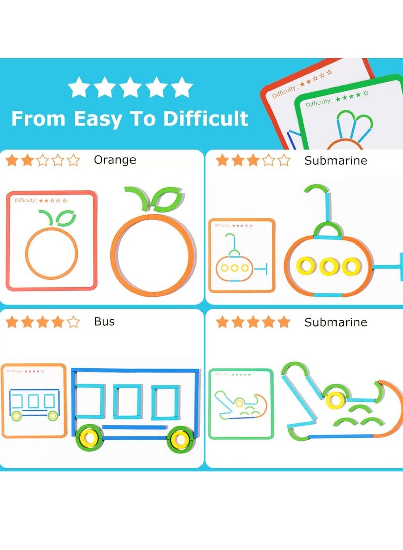 DURKU Wooden Creative Stem Sticks & Rings Toys, Montessori Matching Puzzle Toy Building Educational Resources Toys for Preschool Kindergarten Boys Girls - Image 4