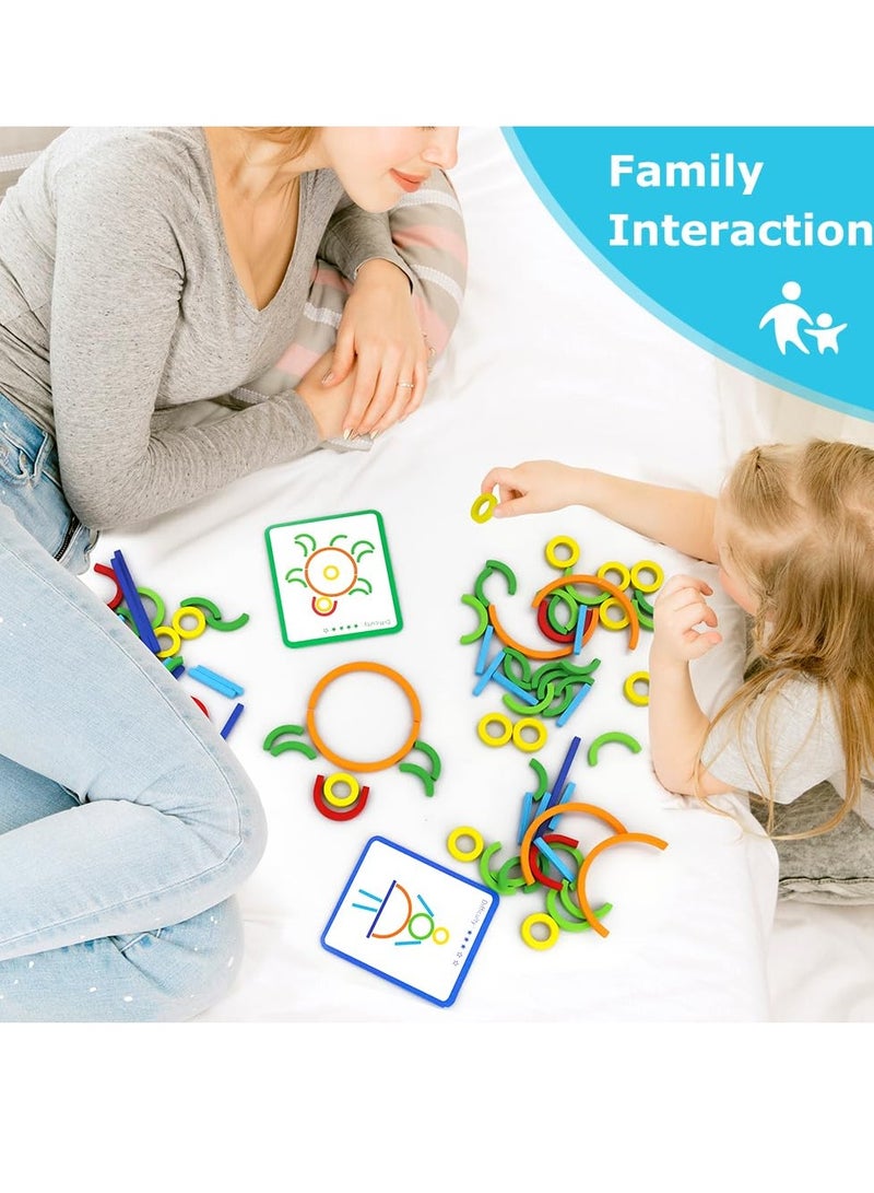 DURKU Wooden Creative Stem Sticks & Rings Toys, Montessori Matching Puzzle Toy Building Educational Resources Toys for Preschool Kindergarten Boys Girls - Image 5