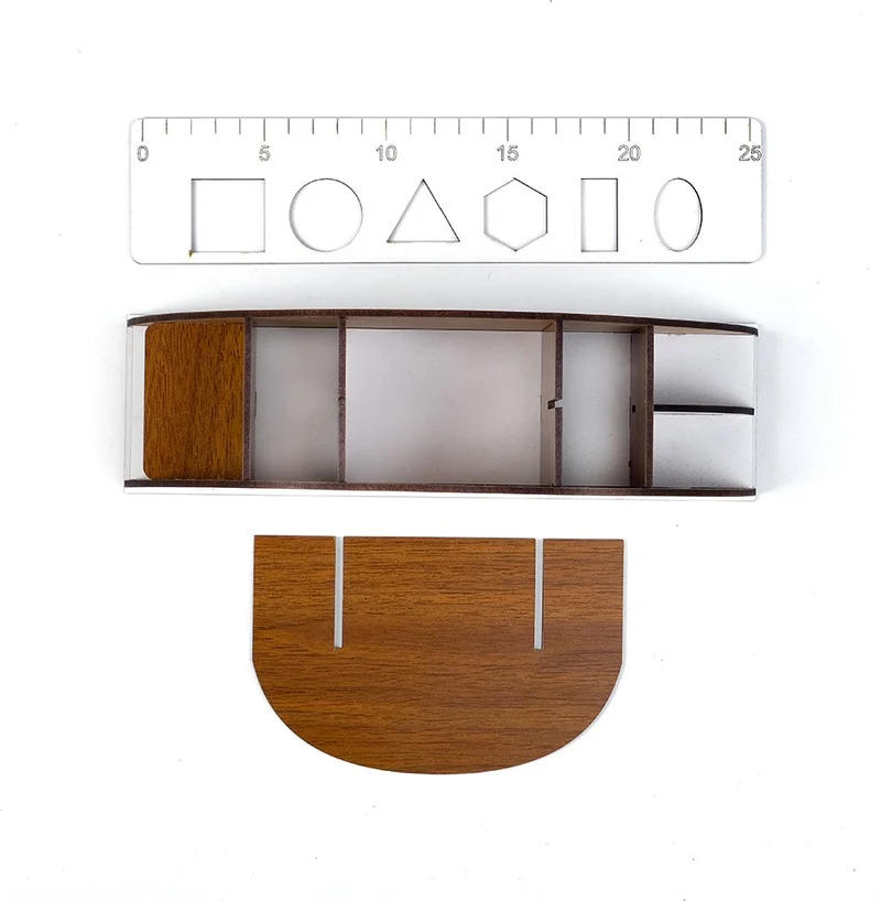 نوتبا Wooden Cloudy Rainbow Ruler Desktop Pencil Holder Organizer For Kids GK75 New Design