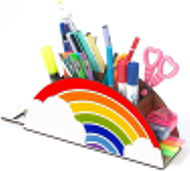 نوتبا Wooden Cloudy Rainbow Ruler Desktop Pencil Holder Organizer For Kids GK75 New Design
