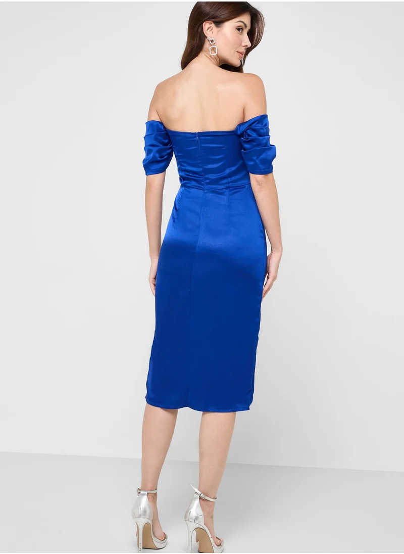 boohoo Bardot Draped Dress