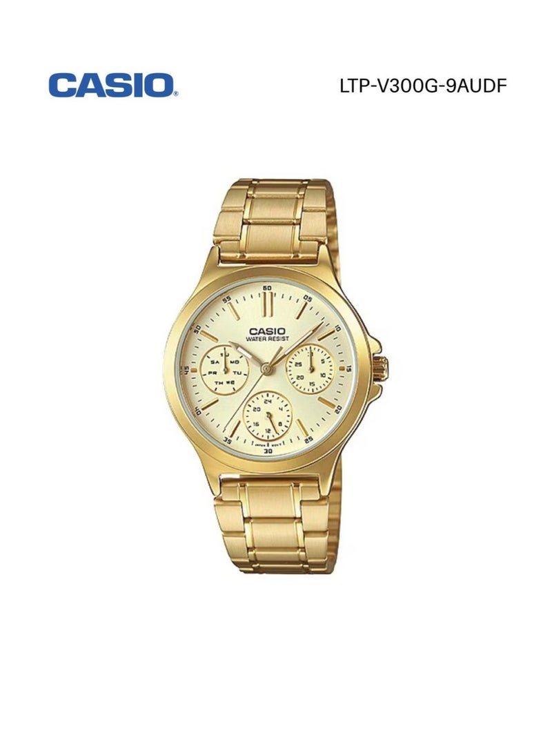 Casio LTP-V300G-9A Women’s Analog Gold Tone Stainless Steel Watch with Day & Date Display