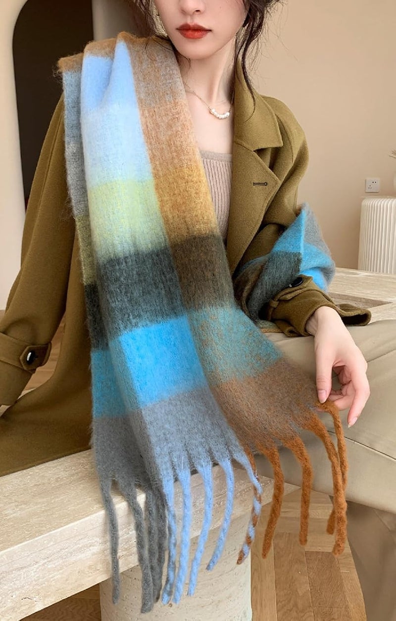 Wander Agio Winter Women Warm Scarf Long Shawl Large Scarves Cold Weather Thick Blanket Scarfs Colorful Plaid - Image 4