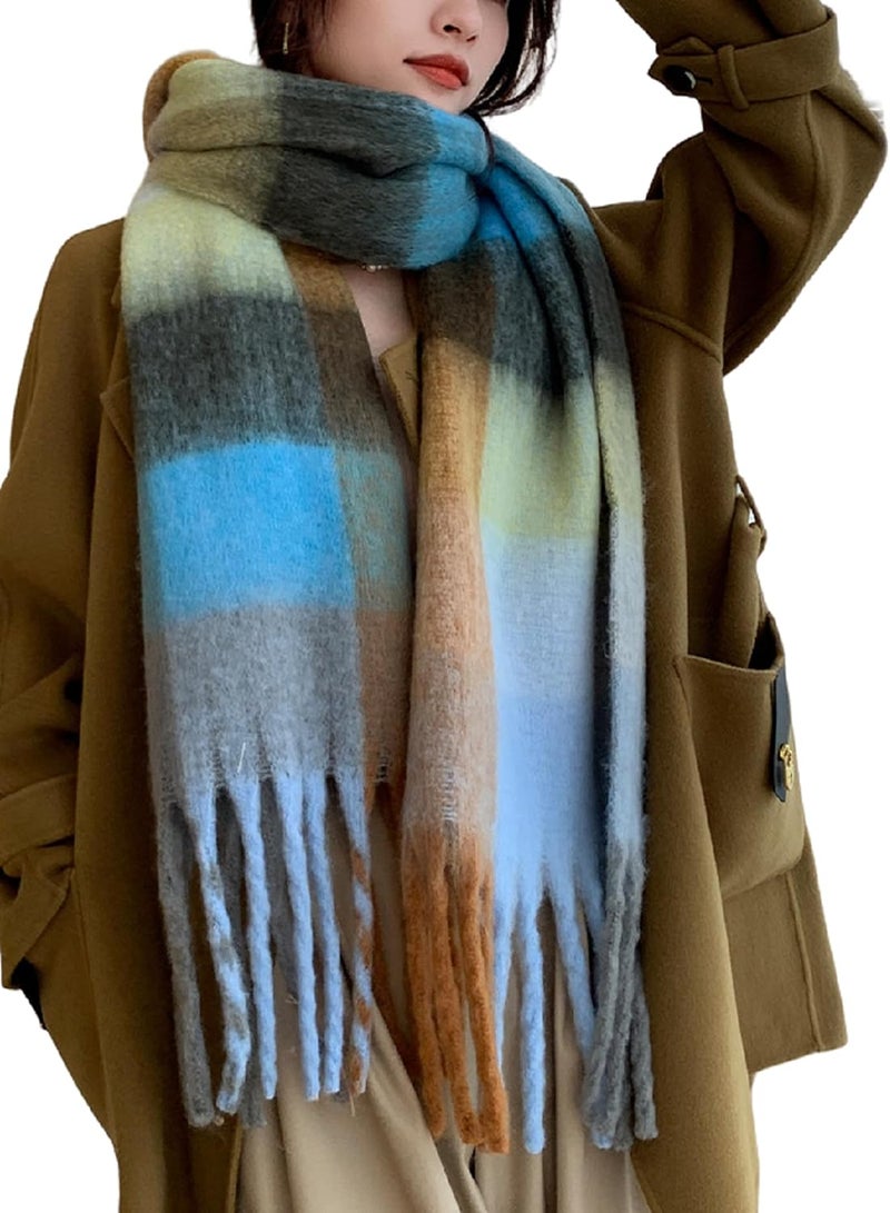 Wander Agio Winter Women Warm Scarf Long Shawl Large Scarves Cold Weather Thick Blanket Scarfs Colorful Plaid - Image 1