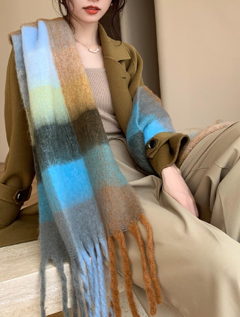 Wander Agio Winter Women Warm Scarf Long Shawl Large Scarves Cold Weather Thick Blanket Scarfs Colorful Plaid - Image 5