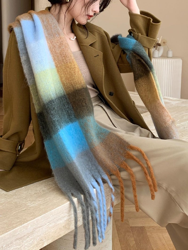 Wander Agio Winter Women Warm Scarf Long Shawl Large Scarves Cold Weather Thick Blanket Scarfs Colorful Plaid - Image 3