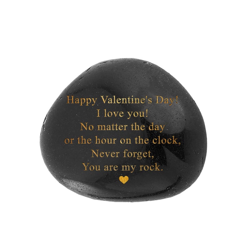 Lev's Happy Valentines Day Gift - Black Polished You Are My Rock Engraved Pebble - Emotional Valentines Gifts For Him  Valentines Gifts For Her - Boyfriend Gifts  Girlfriend Gifts  Gifts For Couples - Image 1