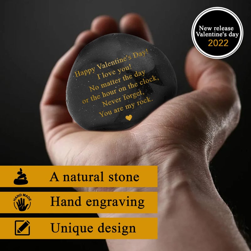 Lev's Happy Valentines Day Gift - Black Polished You Are My Rock Engraved Pebble - Emotional Valentines Gifts For Him  Valentines Gifts For Her - Boyfriend Gifts  Girlfriend Gifts  Gifts For Couples - Image 2