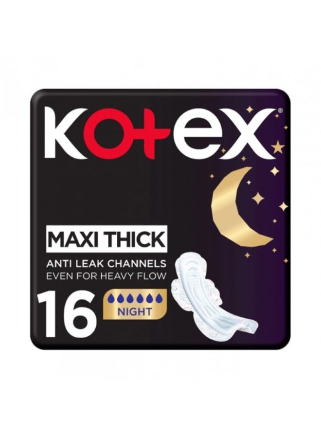 Kotex "Kotex Maxi Thick Night Pads with Wings – 16 Pieces."