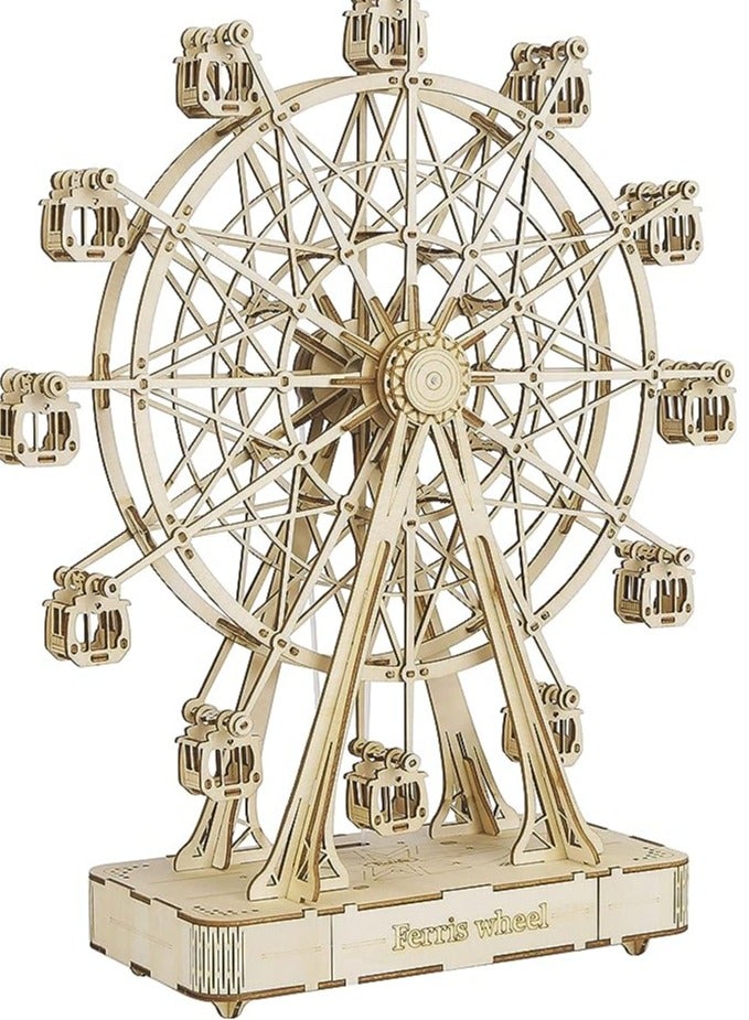 Rolife Rolife Ferris Wheel Music Box TGN01, Assembly Brain Teaser 3D Wooden Puzzle DIY Build Model Crafts Kits, Unique Home Decor Birthday Gifts for Teens or Adults - Image 1