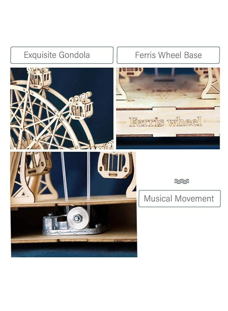 Rolife Rolife Ferris Wheel Music Box TGN01, Assembly Brain Teaser 3D Wooden Puzzle DIY Build Model Crafts Kits, Unique Home Decor Birthday Gifts for Teens or Adults - Image 5