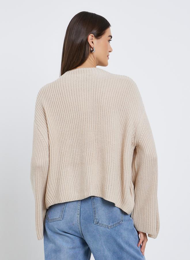 Styli Beige Boxy Fit Chunky Knit Sweater - Image 5