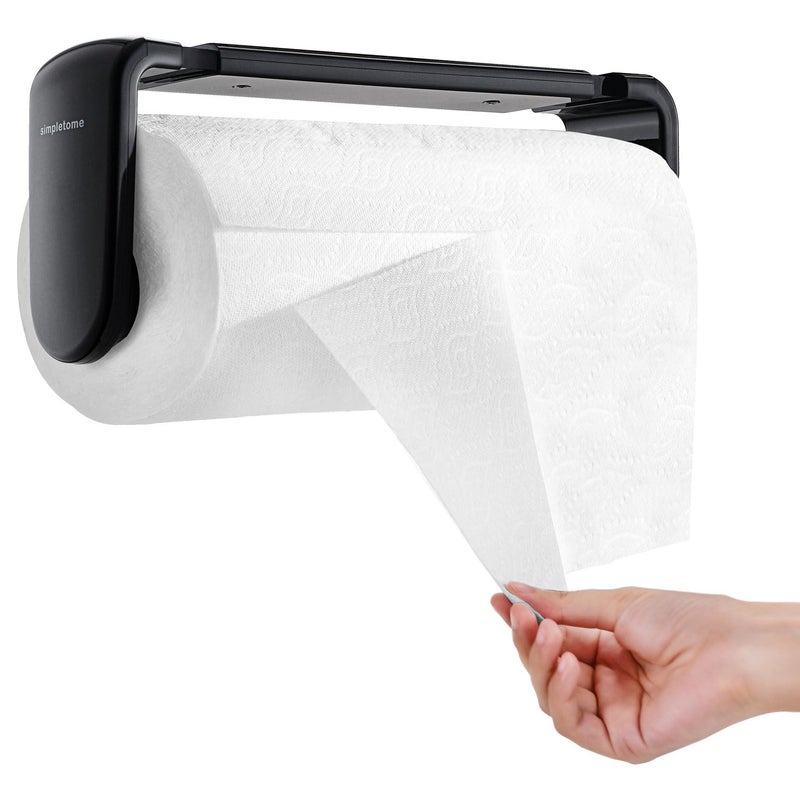 simpletome simpletome Paper Towel Holder ONE Hand Tear Adaptive Tension Arm Adjustable Length 9411inch2428cm Black 