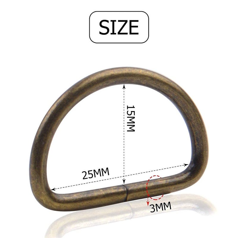 DIY Crafts DIY DIYC-13312 Crafts Metal D Ring Semi-Circular D Ring for Hardware Bags Ring for DIY Accessories Jewellry, Bags, Wallets and Luggage Making Multi Use (80 Pcs, Antique Silver)  - Image 3
