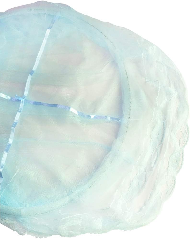 BCBYou Princess Bed Canopy Netting Mosquito Net Round Lace Dome for Twin Full and Queen Size Beds Crib with Jumbo Swag Hook (Light Blue) - Image 3